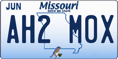 MO license plate AH2M0X
