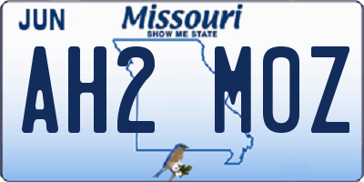 MO license plate AH2M0Z