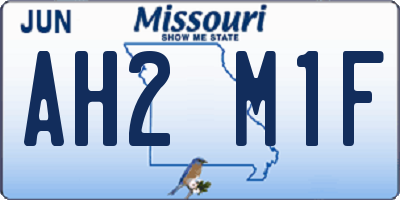 MO license plate AH2M1F