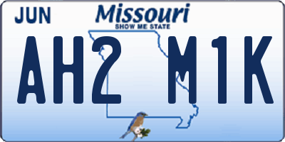 MO license plate AH2M1K