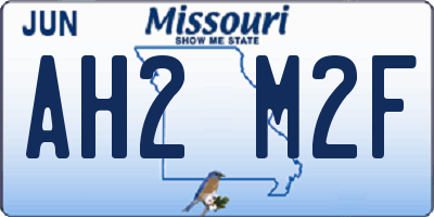 MO license plate AH2M2F