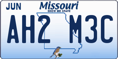 MO license plate AH2M3C