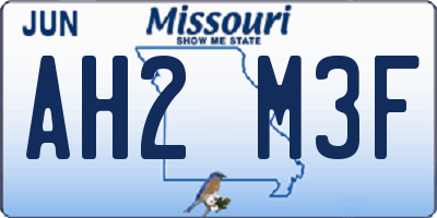 MO license plate AH2M3F