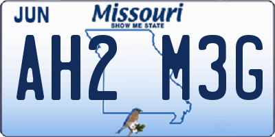 MO license plate AH2M3G