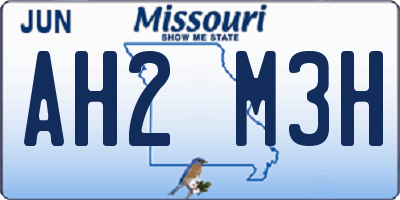 MO license plate AH2M3H