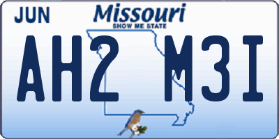 MO license plate AH2M3I