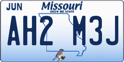 MO license plate AH2M3J