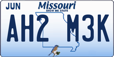 MO license plate AH2M3K