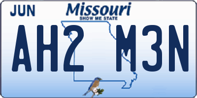 MO license plate AH2M3N