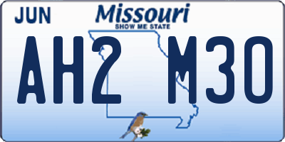 MO license plate AH2M3O