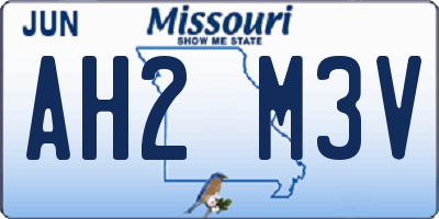 MO license plate AH2M3V