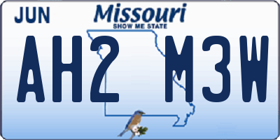 MO license plate AH2M3W