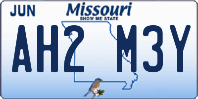 MO license plate AH2M3Y