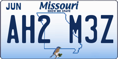 MO license plate AH2M3Z