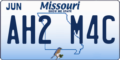 MO license plate AH2M4C