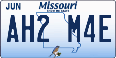 MO license plate AH2M4E