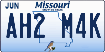 MO license plate AH2M4K