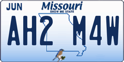 MO license plate AH2M4W