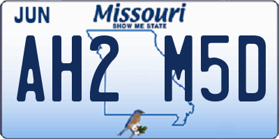 MO license plate AH2M5D