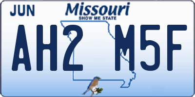 MO license plate AH2M5F