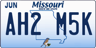 MO license plate AH2M5K