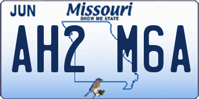 MO license plate AH2M6A