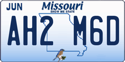 MO license plate AH2M6D