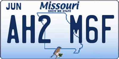 MO license plate AH2M6F