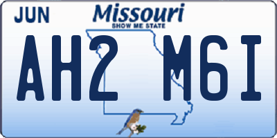MO license plate AH2M6I