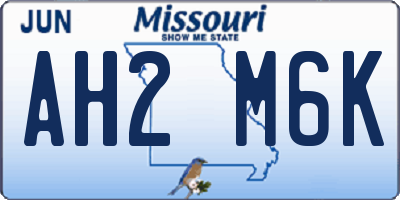 MO license plate AH2M6K