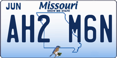 MO license plate AH2M6N