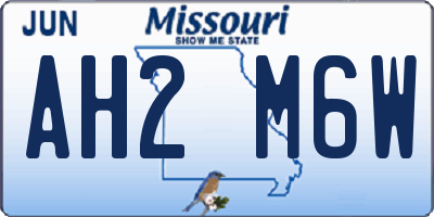 MO license plate AH2M6W