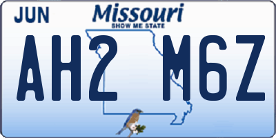 MO license plate AH2M6Z
