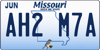 MO license plate AH2M7A