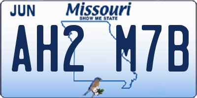 MO license plate AH2M7B