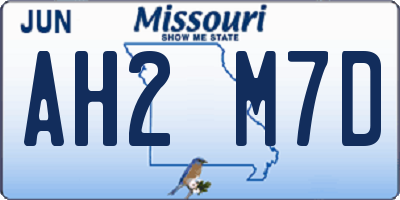MO license plate AH2M7D