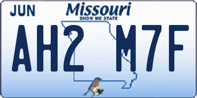 MO license plate AH2M7F