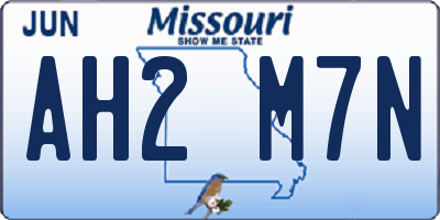 MO license plate AH2M7N