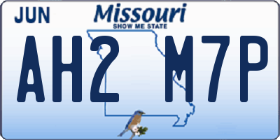 MO license plate AH2M7P