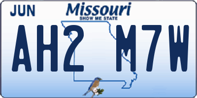 MO license plate AH2M7W