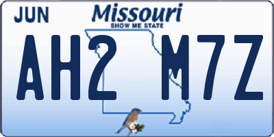 MO license plate AH2M7Z