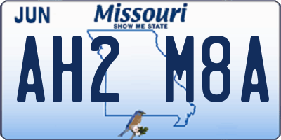 MO license plate AH2M8A