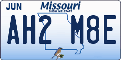 MO license plate AH2M8E