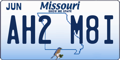 MO license plate AH2M8I