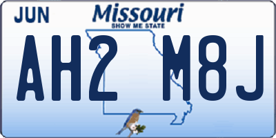 MO license plate AH2M8J