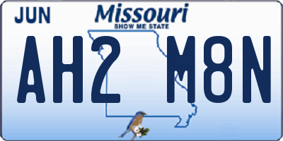 MO license plate AH2M8N