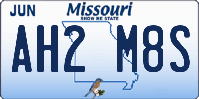 MO license plate AH2M8S