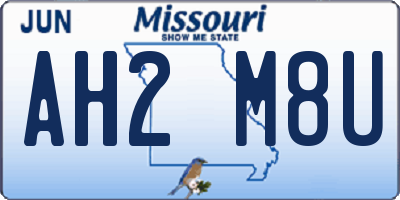 MO license plate AH2M8U