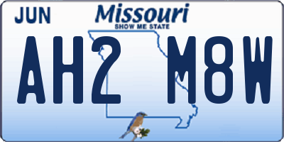 MO license plate AH2M8W