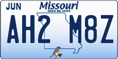 MO license plate AH2M8Z